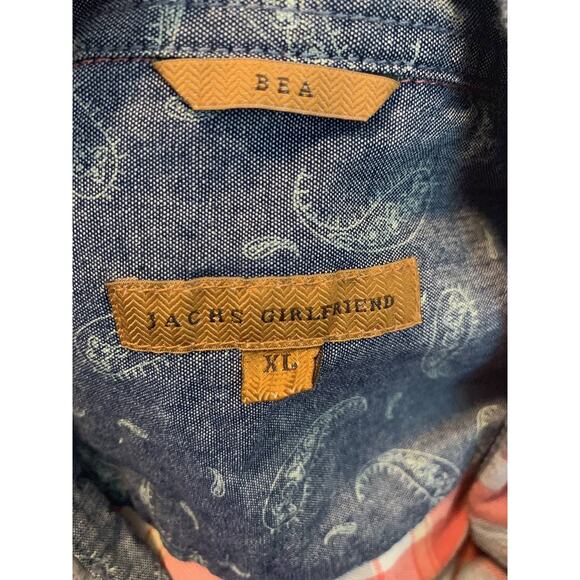 Jachs Girlfriend pink plaid roll tab long sleeves shirt size XL - Picture 3 of 11